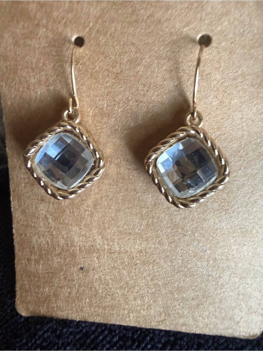 Gold-Tone Clear Glass Drop Earrings